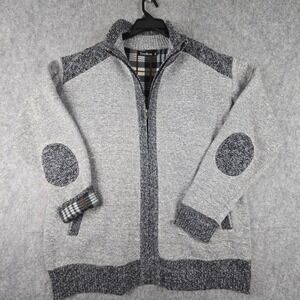 YeoKou Sweater Jacket Men XXL Gray Regular Full Zip Cashmere Wool Fleece Lined